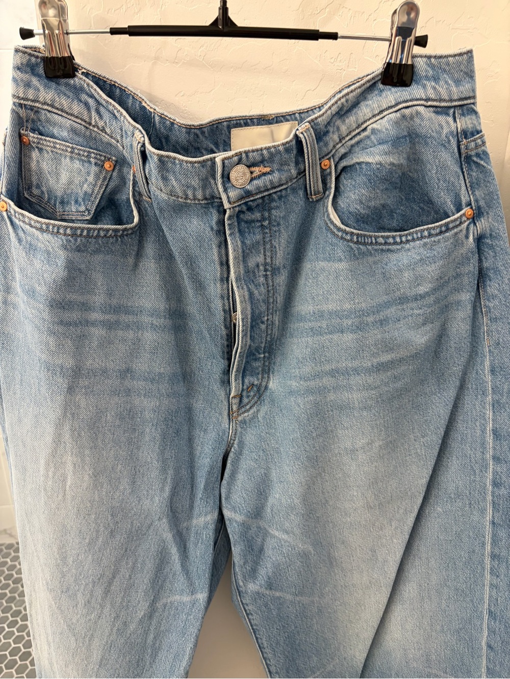 MOTHER Light Blue Straight-Leg Women's Jeans - Picture 2 of 8